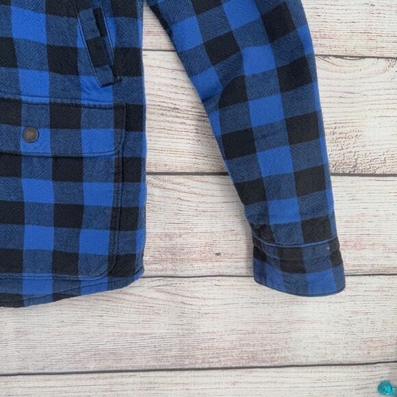 Levi's Lined Flannel Snap Down Shacket Jacket Men's Size Medium Blue/Black - Picture 6 of 15
